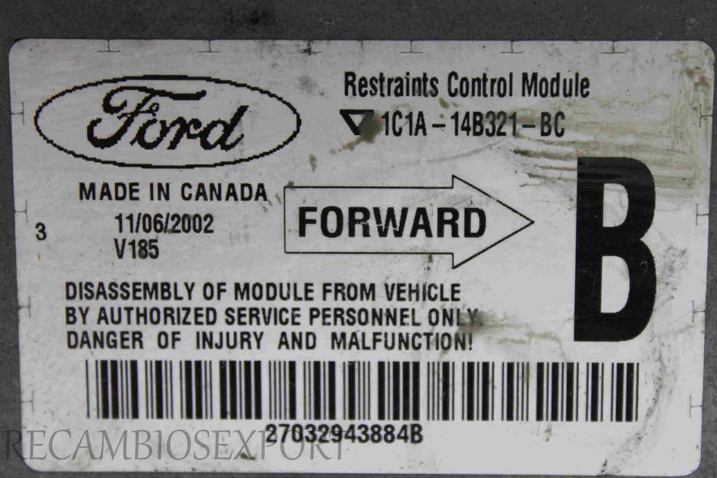 Centralita de airbag Ford Transit 1C1A14B321BC 1C1A-14B321-BC - foto 2
