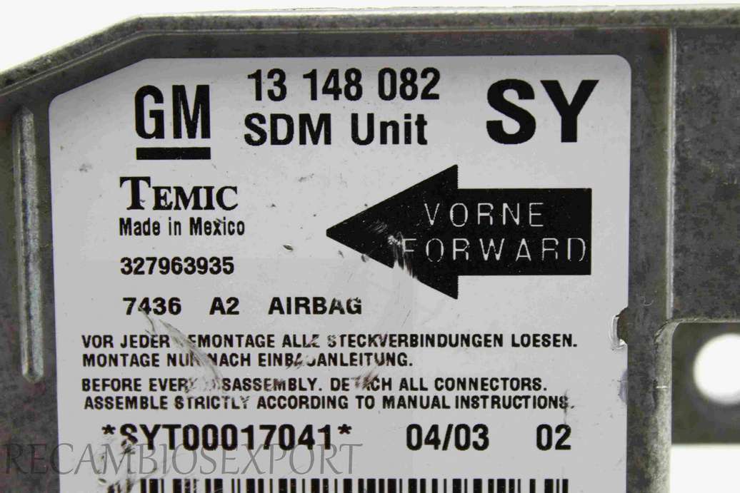 Centralita de airbag Opel Astra GM 13148082 SY 13 148 082 Temic 327963935 - foto 2
