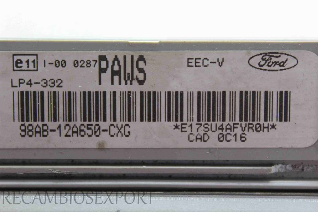 Centralita del motor Ford Escort Focus 98AB12A650CXG 98AB-12A650-CXG LP4-332 PAWS - foto 2