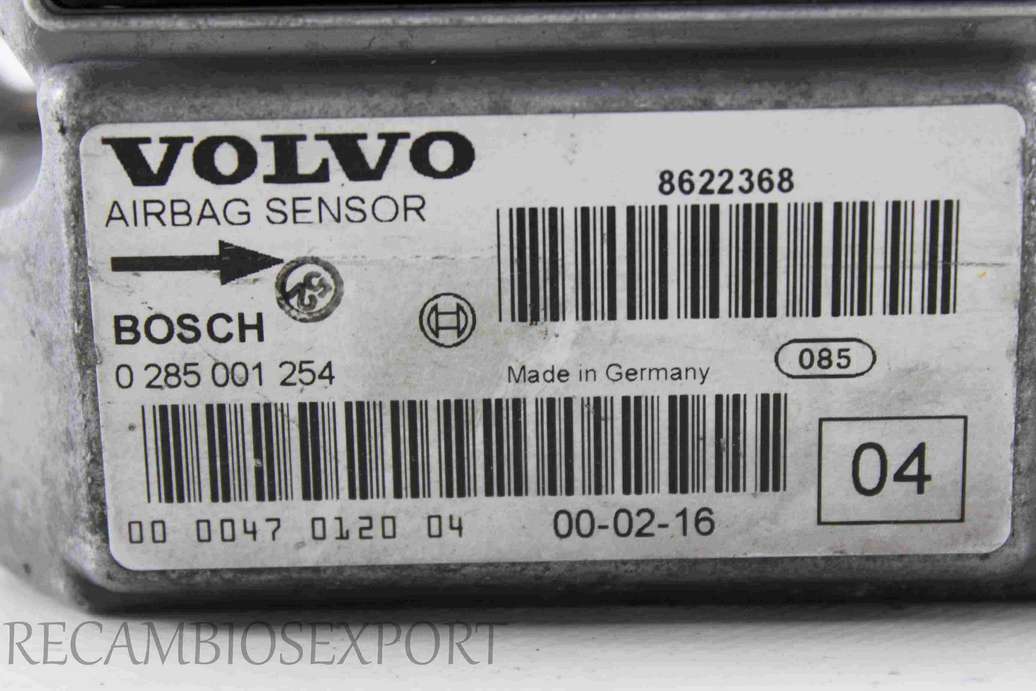 Centralita de airbag Volvo S60 S80 V70 8622368 Bosch 0285001254 0 285 001 254 - foto 2