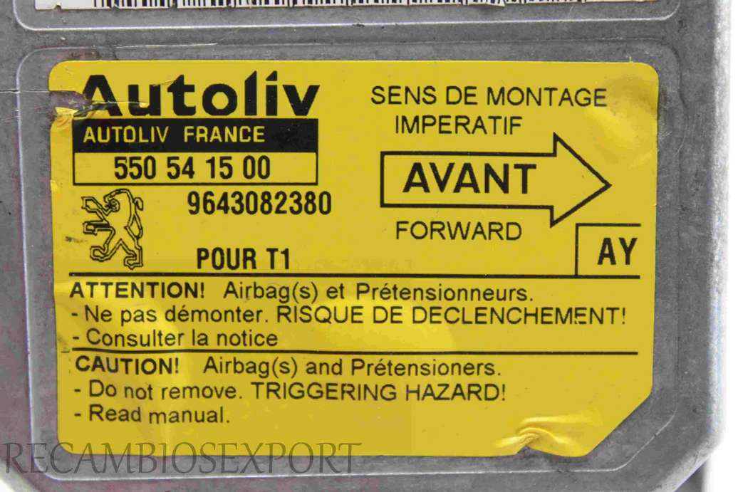 Centralita de airbag Peugeot 206 9643082380 Autoliv 550541500 550 54 15 00 AY - foto 2