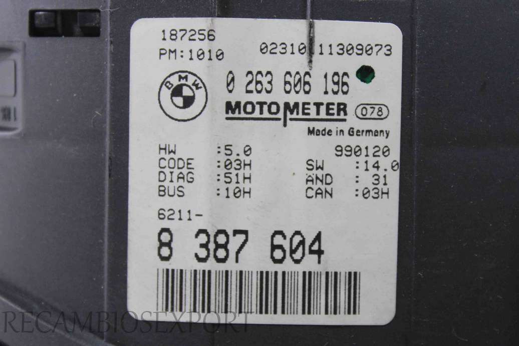 Cuadro de instrumentos BMW E46 8387604 8 387 604 0263606196 0 263 606 196 - foto 2