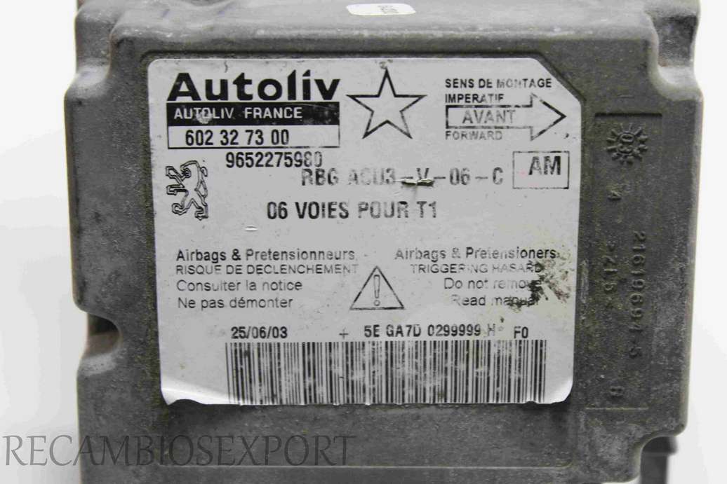 Centralita de airbag Peugeot 206 9652275980 AM Autoliv 602327300 602 32 73 00 - foto 2