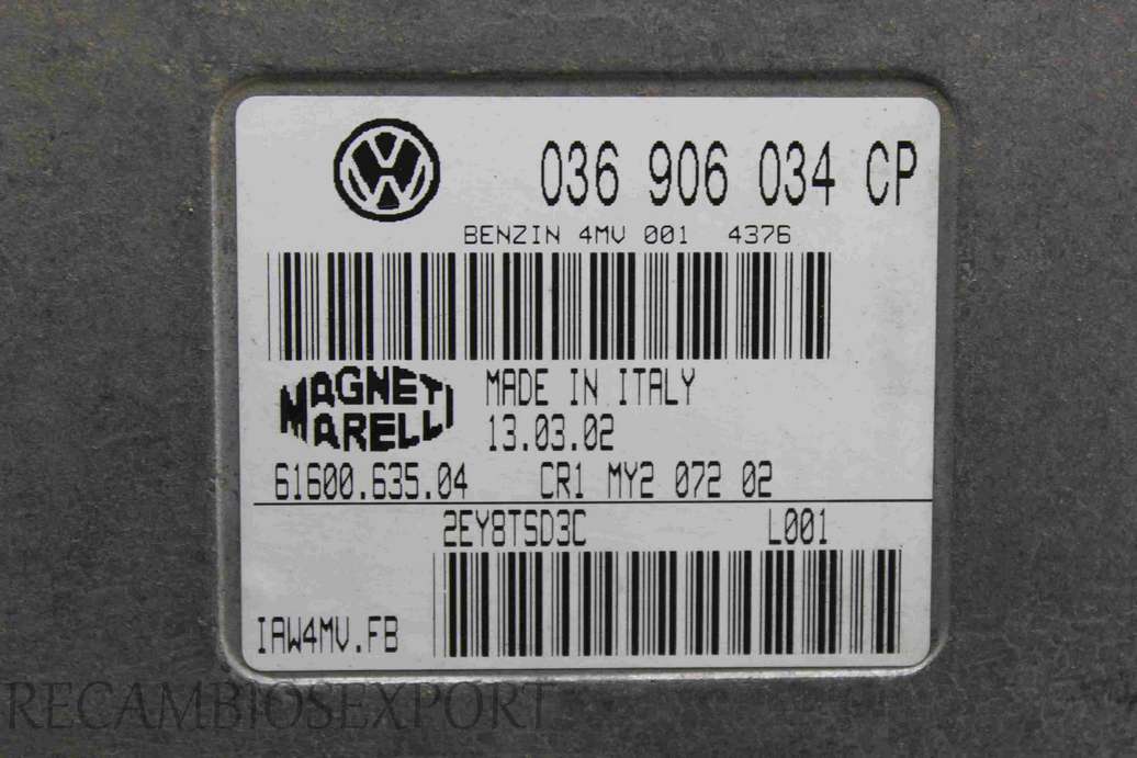 Centralita del motor Volkswagen Golf 036906034CP 036 906 034 CP Magneti Marelli 6160063504 61600.635.04 IAW4MVFB IAW4MV.FB - foto 2