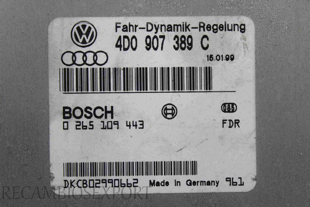 Centralita del motor Audi A8 4D0907389C 4D0 907 389 C Bosch 0265109443 0 265 109 443 - foto 2
