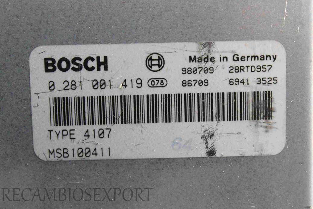 Centralita del motor Rover 200 Honda Accord MSB100411 Bosch 0281001419  0 281 001 419 Type 4107 - foto 2