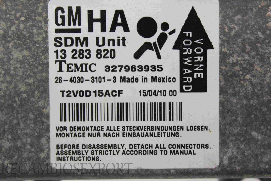 Centralita de airbag Opel Corsa D 13283820 13 283 820 Temic 327963935 SDM UNIT - foto 2