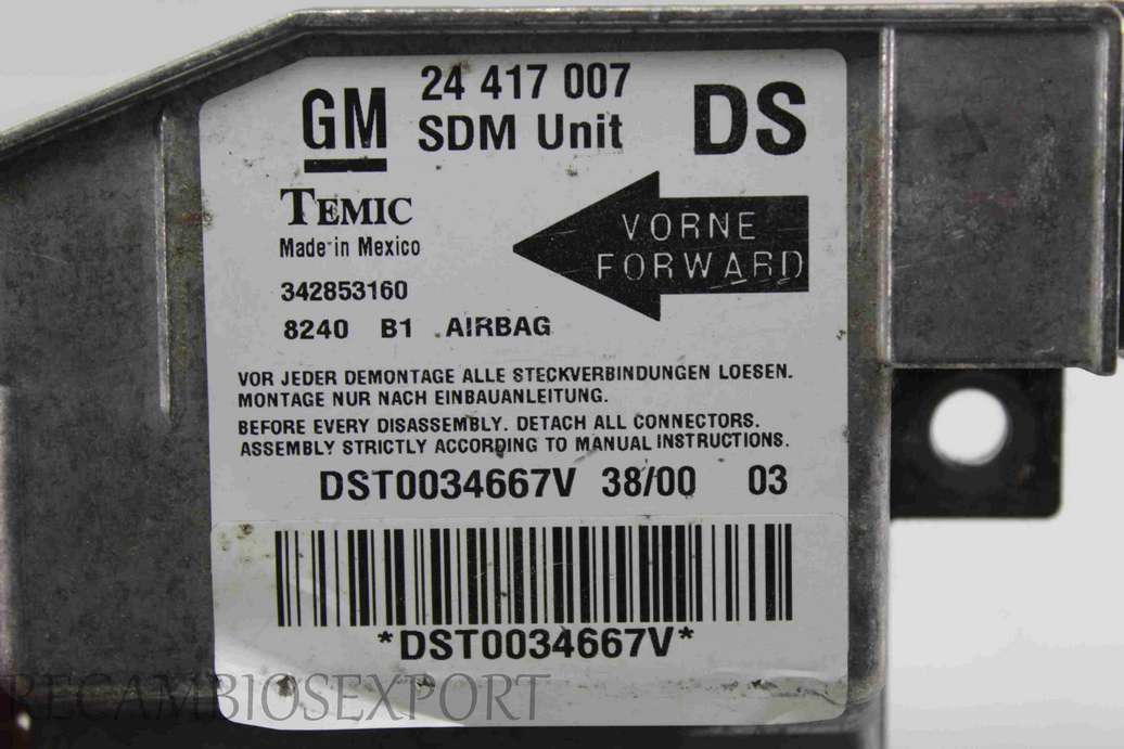 Centralita de airbag Opel Corsa GM 24417007DS 24417007 DS 24 417 007 Temic 342853160 - foto 2