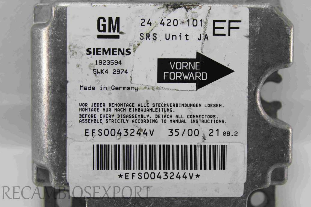 Centralita de airbag Opel Omega 24420101EF 24420101 EF 24 420 101 Siemens 5WK42974 5WK4 2974 - foto 2