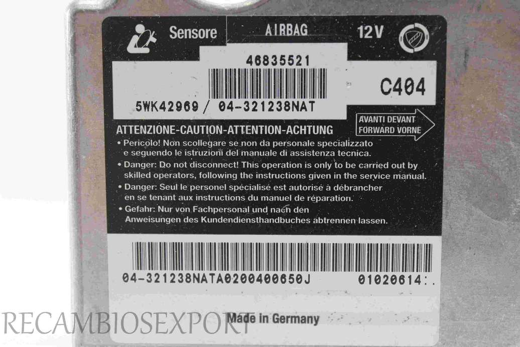 Centralita de airbag Fiat Stilo 46835521 Siemens 5WK42969 - foto 2