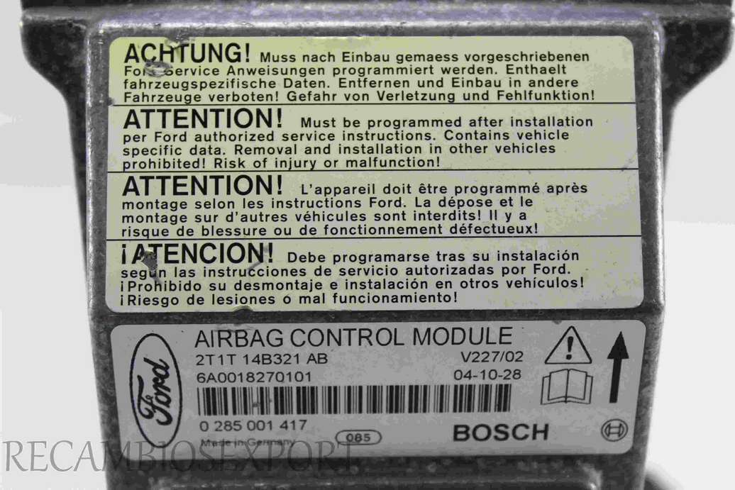 Centralita de airbag Ford Transit 2T1T14B321AB 2T1T 14B321 AB Bosch 0285001417 0 285 001 417 - foto 2