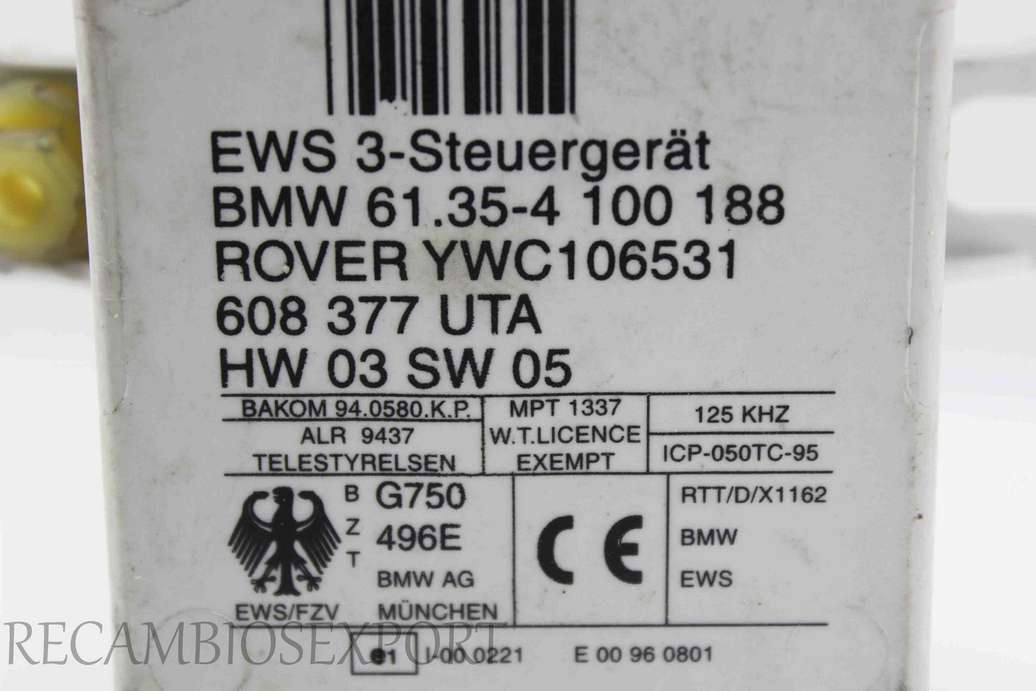 Modulo de encendido BMW E46 E39 E38 61354100188 61.35-4 100 188 YWC106531 608377 608 377 UTA - foto 2