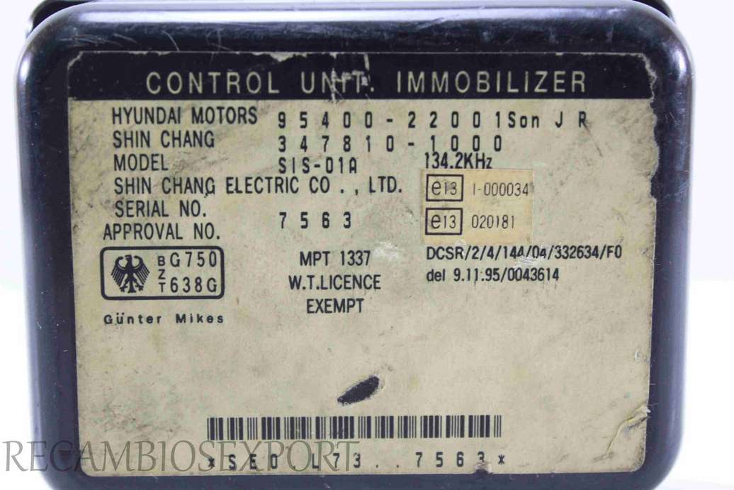 Módulo inmovilizador Hyundai Accent 9540022001SonJR 9540022001 Son JR 95400-22001 347810-1000 3478101000 - foto 2