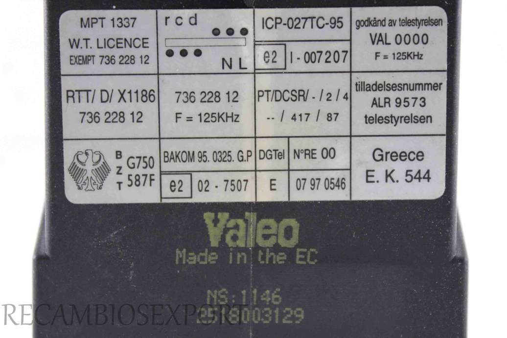 Modulo de control Rover 600 73622812 736 228 12 Valeo 2518003129 - foto 2