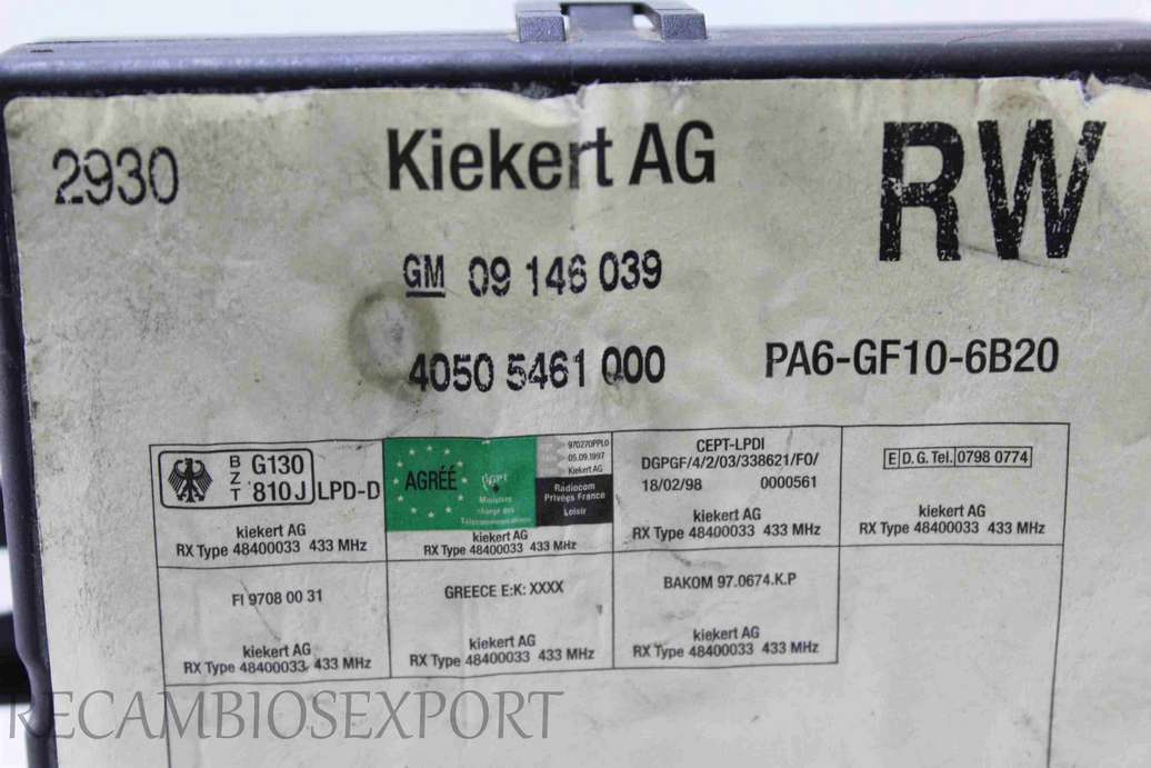 Modulo de control de cierre Opel Omega 09146039 09 146 039 40505461000 4050 5461 000 - foto 2