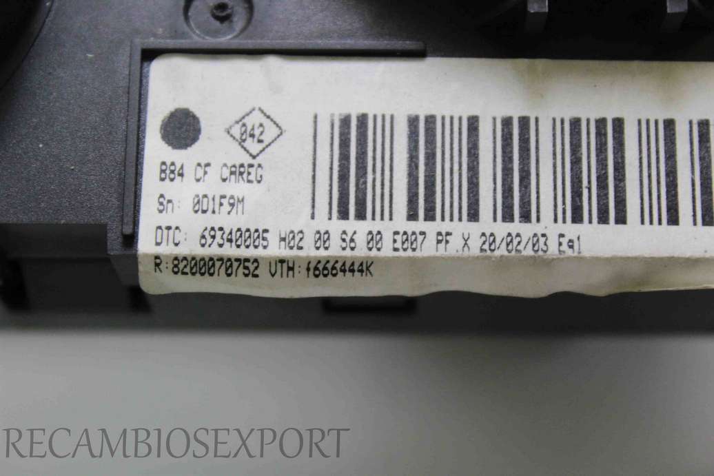 Panel de clima Renault Megane 8200070752 69340005 H0200S600E007PF H02 00 S6 00 E007 PF - foto 2