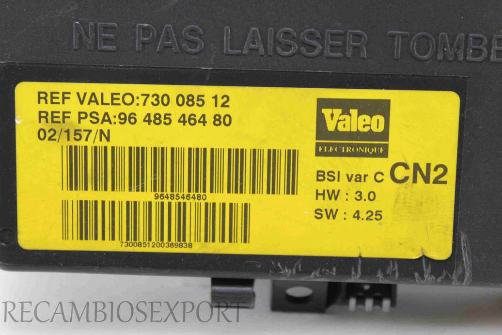 Caja de fusibles Citroen Xsara 9648546480 96 485 464 80 Valeo 73008512 730 085 12 - foto 2