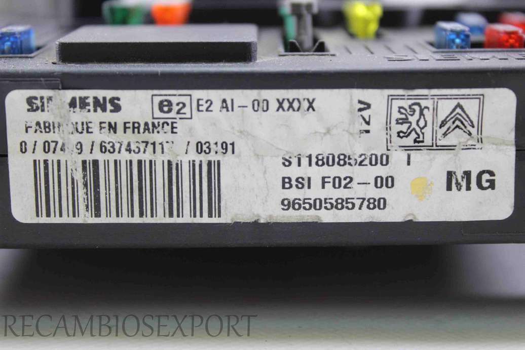 Caja de fusibles Citroen C3 9650585780 Siemens S118085200I S118085200 I - foto 2