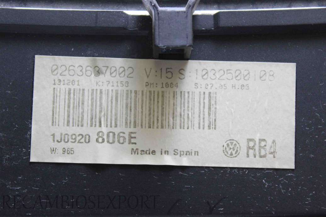 Cuadro de instrumentos VW Golf 1J0920806E 1J0920 806E 0263637002 1032500108 - foto 3