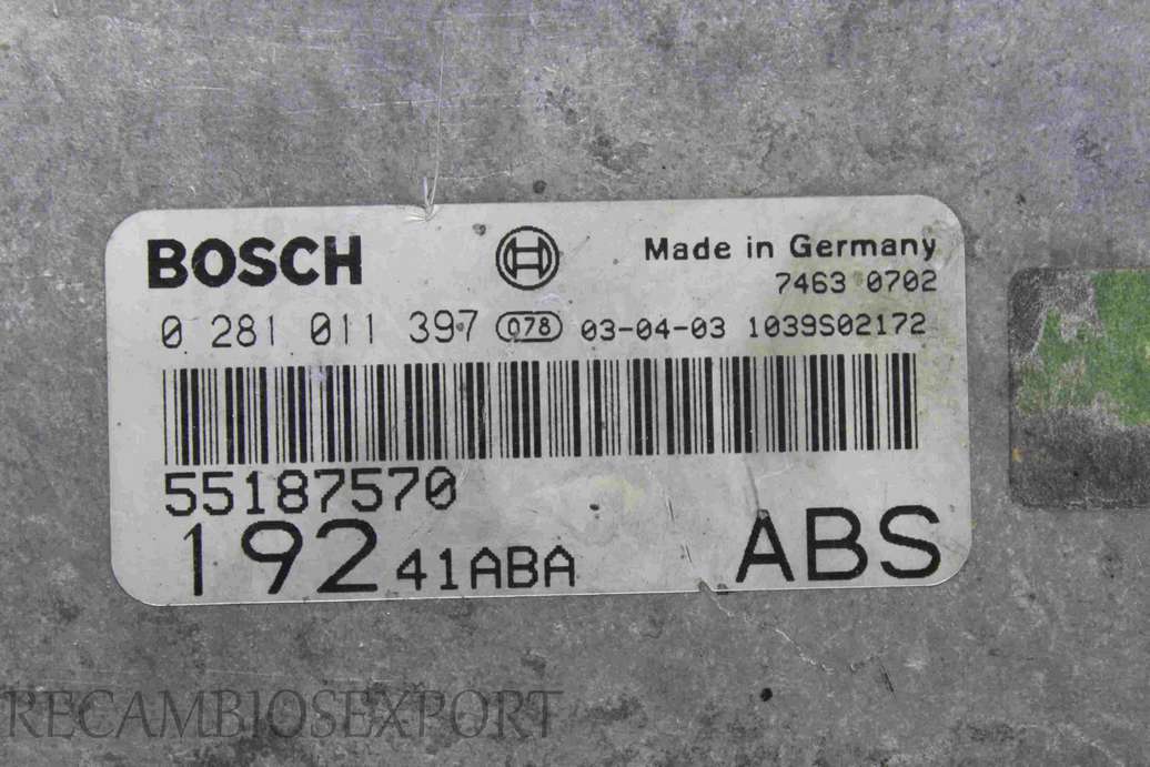 Centralita del motor Fiat Stilo 55187570 0281011397 0 281 011 397 19241ABA 192 41ABA - foto 2