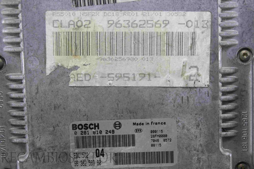 Centralita del motor Peugeot 306 Citroen Xsara 9636256980 96 362 569 80 Bosch 0281010249 0 281 010 249 EDC15C204 EDC15C2 04 - foto 2
