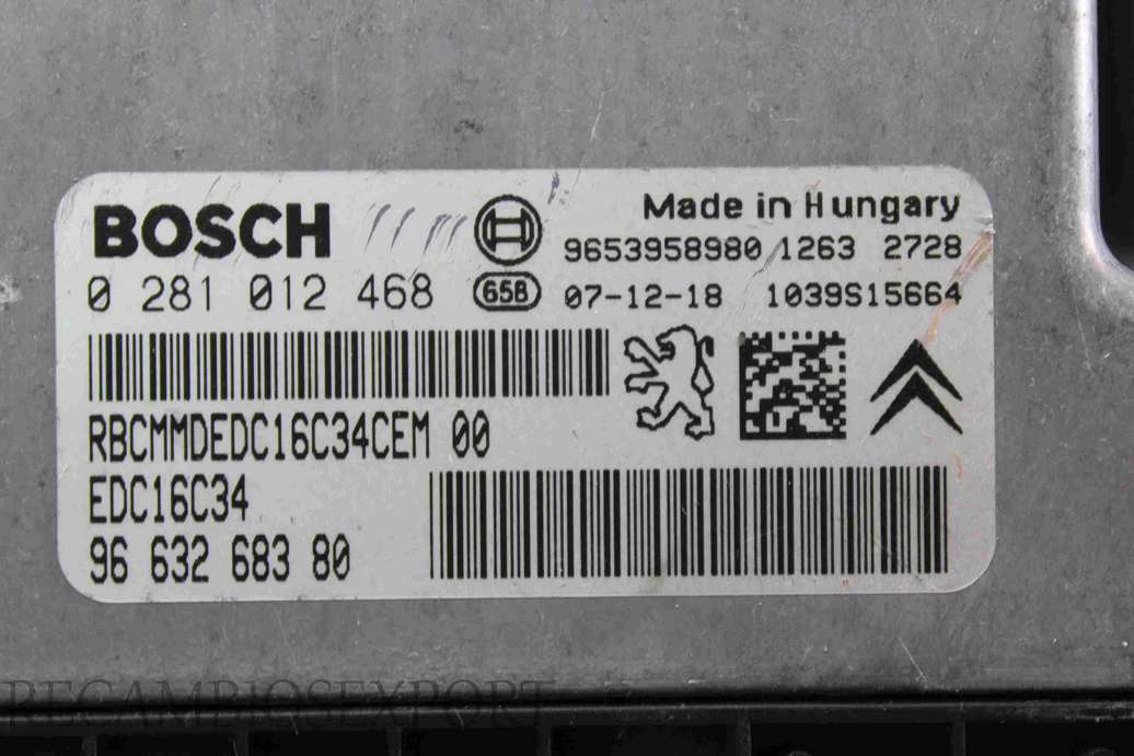 Centralita del motor Citroen Xsara Picasso 9663268380 96 632 683 80 9653958980 Bosch 0281012468 0 281 012 468 EDC16C34 - foto 2
