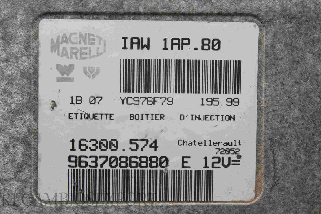 Centralita del motor Peugeot 206 9637086880E 9637086880 E Magneti Marelli IAW1AP80 IAW 1AP.80 16300574 16300.574 - foto 2