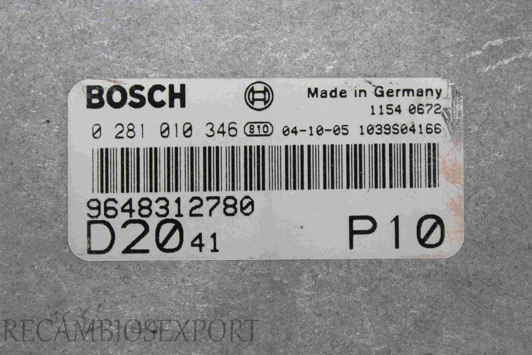 Centralita del motor Peugeot Citroen Fiat 9648312780 Bosch 0281010346 0 281 010 346 - foto 2