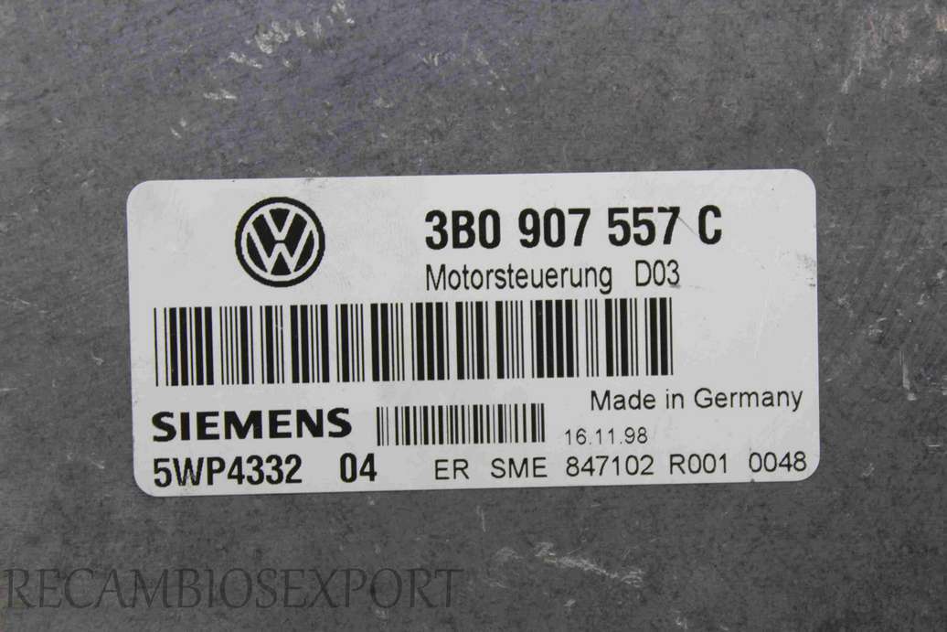 Centralita del motor VW Audi Skoda 3B0907557C 3B0 907 557 C Siemens 5WP433204 5WP4332 04 - foto 2