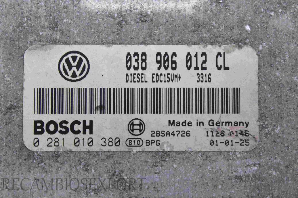 Centralita del motor VW Audi Skoda 038906012CL 038 906 012 CL Bosch 0281010380 0 281 010 380 - foto 2