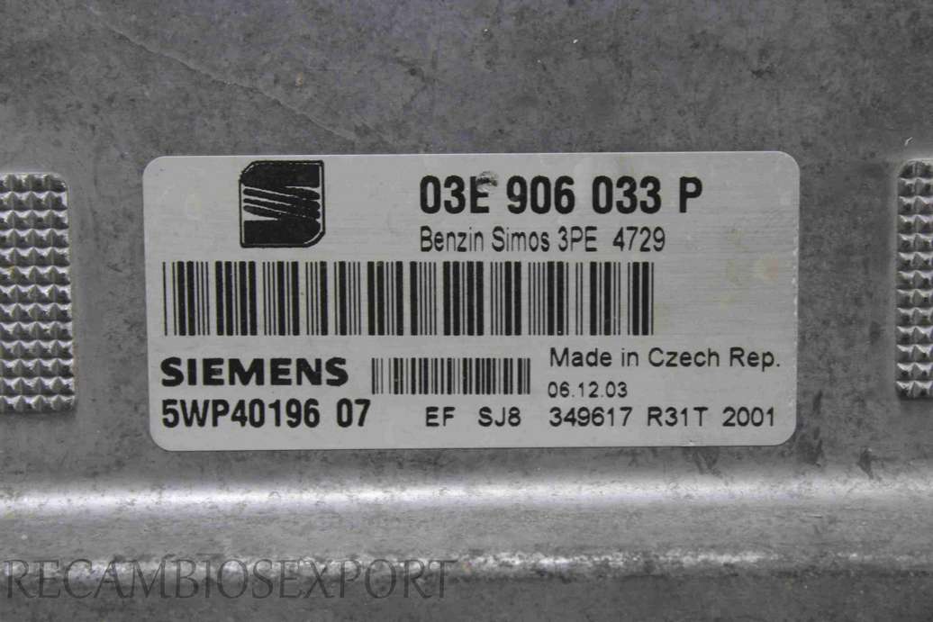 Centralita del motor Seat Ibiza 03E906033P 03E 906 033 P Siemens SWP4019607 SWP40196 07 - foto 2