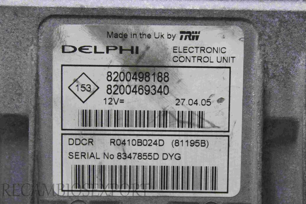 Centralita del motor Renault Scenic Megane 8200498188 8200469340 R0410B024D - foto 2