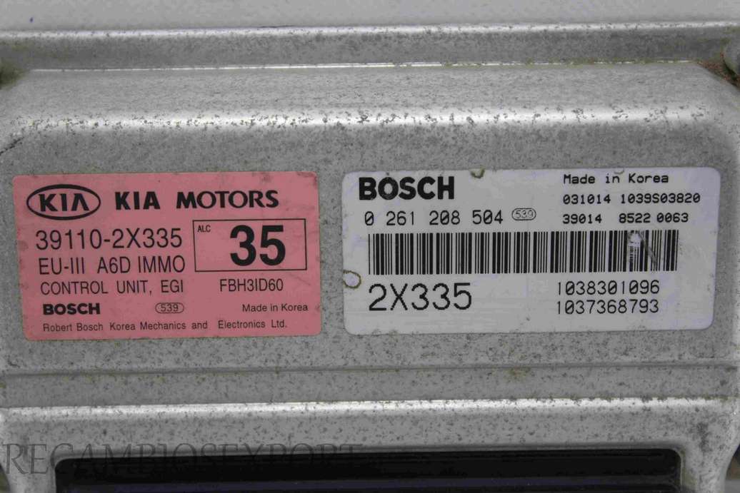 Centralita del motor Kia Shuma 391102X335 39110-2X335 Bosch 0261208504 0 261 208 504 1039S03820 1038301096 1037368793 - foto 2