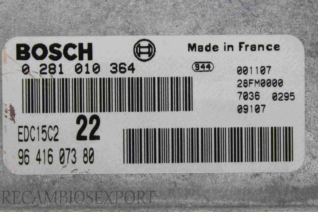 Centralita del motor Peugeot 406 Citroen Xantia 9641607380 96 416 073 80 EDC15C2 Bosch 0281010364 0 281 010 364 - foto 2