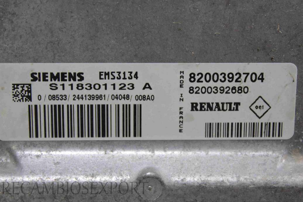 Centralita del motor Renault Clio 8200392704 8200392680 Siemens S118301123A S118301123 A - foto 2