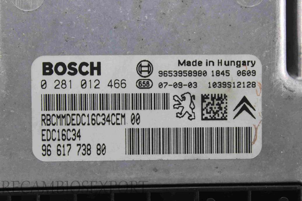 Centralita del motor Citroen Xsara Picasso 9661773880 96 617 738 80 Bosch 0281012466 0 281 012 466 EDC16C34 - foto 2