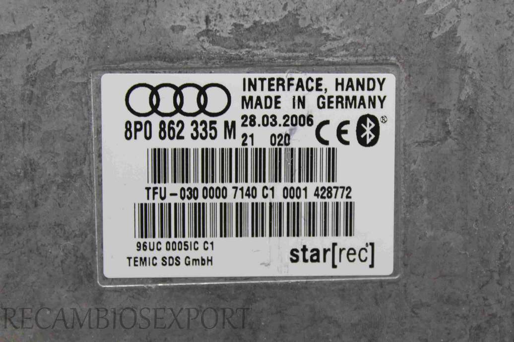 Dispositivo de control bluetooth interface Audi A4 Avant 8P0862335M 8P0 862 335 M TFU0300000 TFU-030 0000 - foto 2
