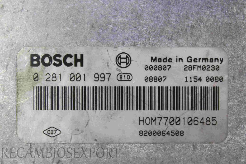 Centralita del motor Renault Laguna 8200064508 HOM7700106485 Bosch 0281001997 0 281 001 997 - foto 2