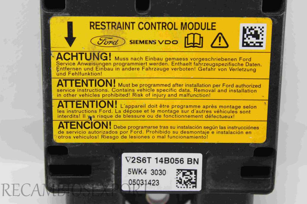 Centralita de airbag Ford Fiesta Fusion 2S6T14B056BN 2S6T 14B056 BN Siemens 5WK43030 5WK4 3030 - foto 2