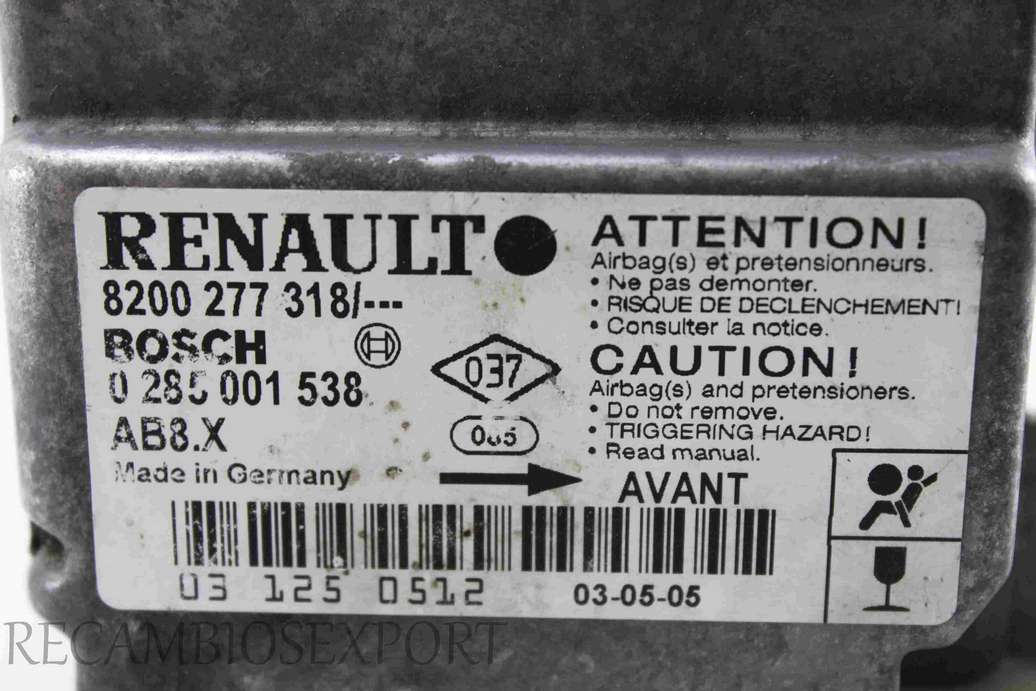 Centralita de airbag Renault Clio 8200277318 8200 277 318 Bosch 0285001538 0 285 001 538 - foto 2