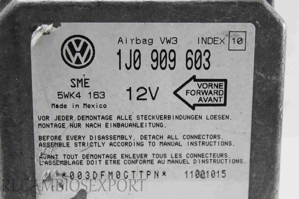 Centralita de airbag VW Audi Seat Skoda 1J0909603 1J0 909 603 Siemens 5WK4163 5WK4 163 Index 10 - foto 2
