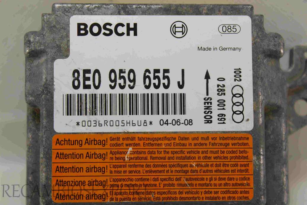 Centralita de airbag Audi A4 B6 8E0959655J 8E0 959 655 J Bosch 0285001691 0 285 001 691 - foto 2