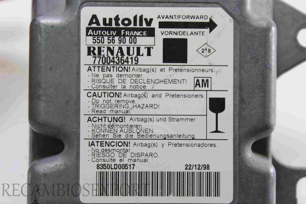 Centralita de airbag Renault Megane Scenic 7700436419 Autoliv 550569000 550 56 90 00 AM - foto 2