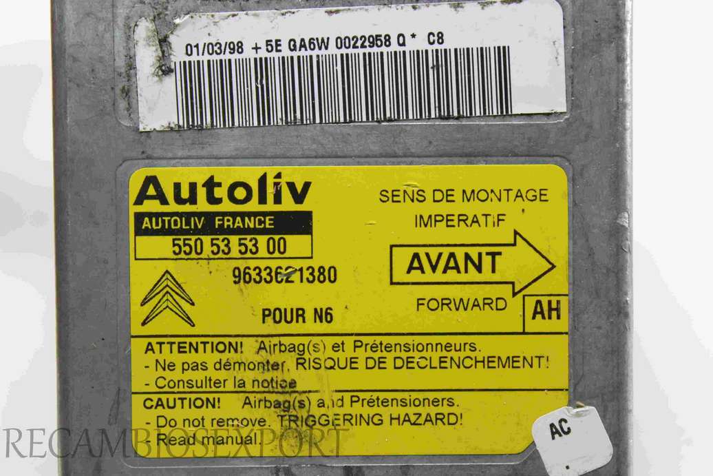 Centralita de airbag Citroen Xsara 9633621380 Autoliv 550535300 550 53 53 00 AH - foto 2