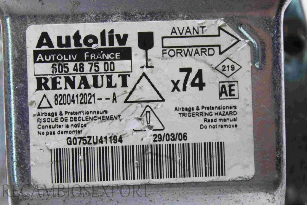 Centralita de airbag Renault Laguna 8200412021A 8200412021--A AE Autoliv 605487500 605 48 75 00 - foto 2