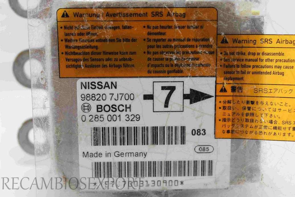 Centralita de airbag Nissan Primera 988207J700 98820-7J700 Bosch 0285001329 0 285 001 329 - foto 2