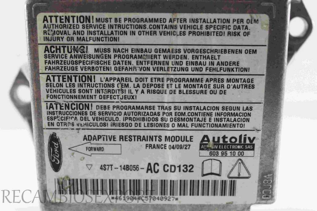 Centralita de airbag Ford Mondeo 4S7T14B056AC 4S7T-14B056-AC CD132 603951000 603 95 10 00 - foto 2