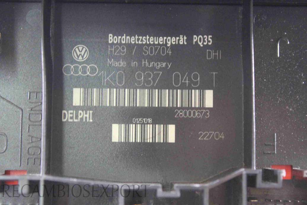 Caja de fusibles VW Touran Golf 1K0937049T 1K0 937 049 T Delphi 28000637 - foto 2