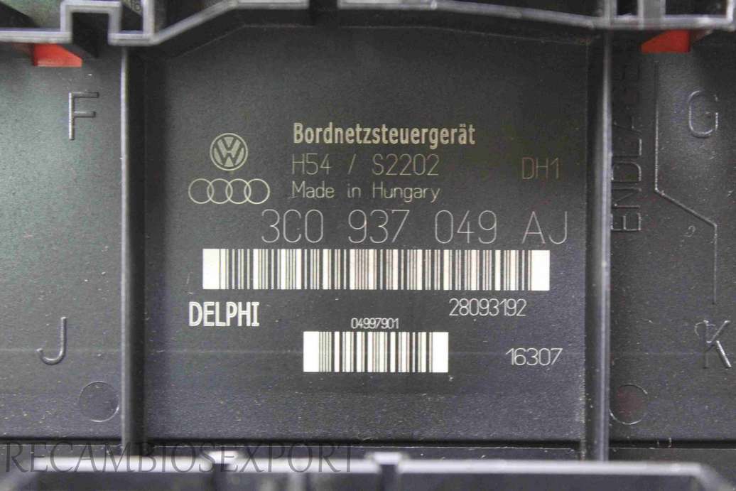Caja de fusibles VW Audi Seat Skoda 3C0937049AJ 3C0 937 049 AJ Delphi 28093192 - foto 2