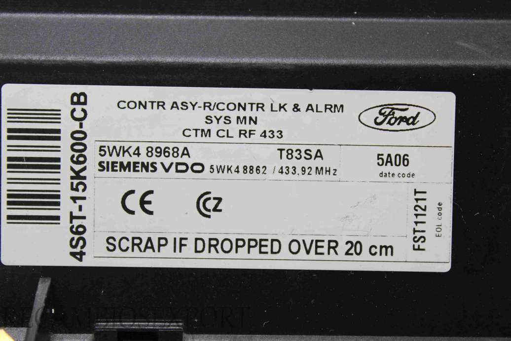 Centralita de confort Ford Fiesta 4S6T15K600CB 4S6T-15K600-CB Siemens 5WK48968A 5WK4 8968A - foto 2